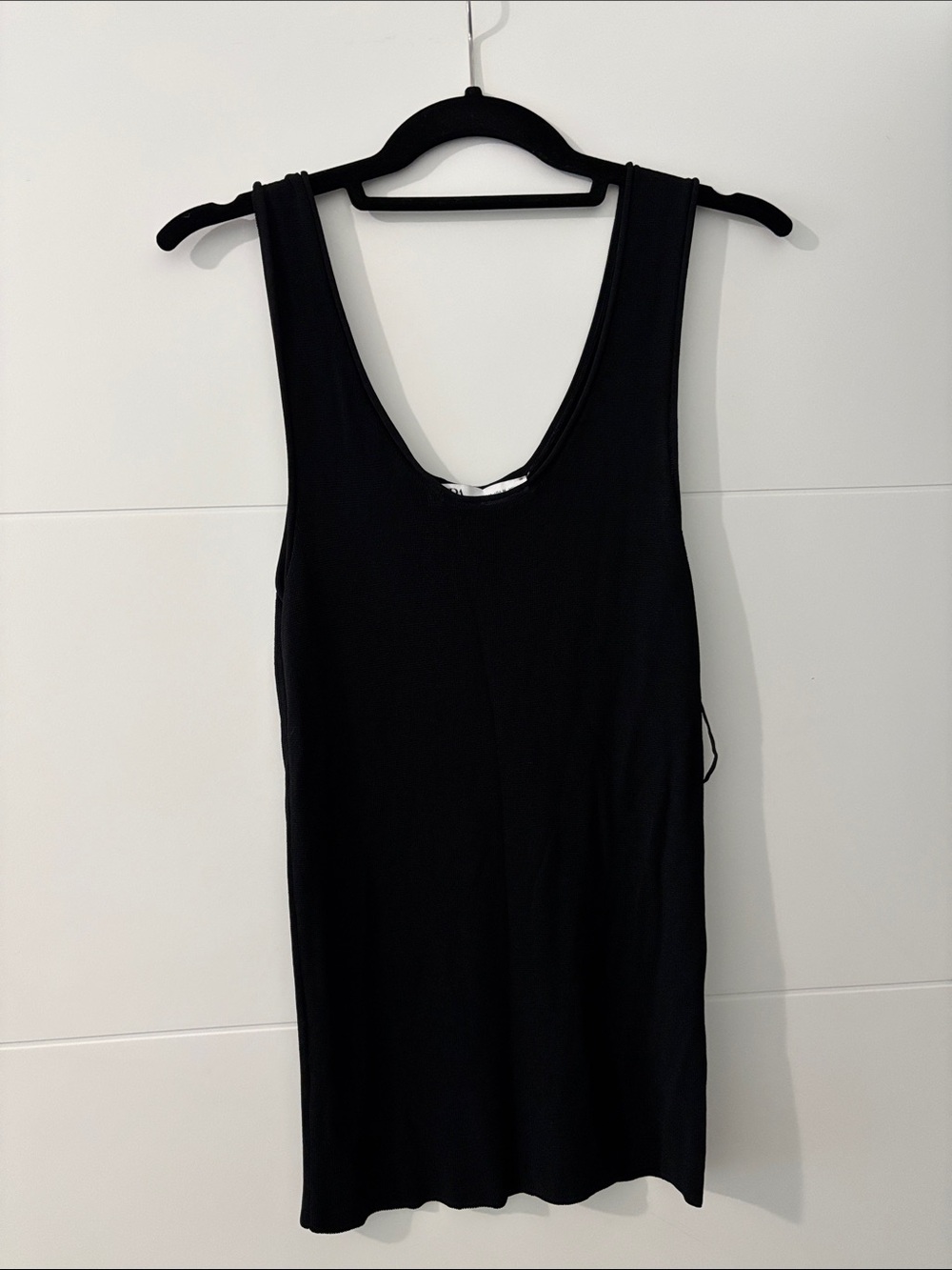 Zara Black Summer Knit Scoop Neck Tank Dress